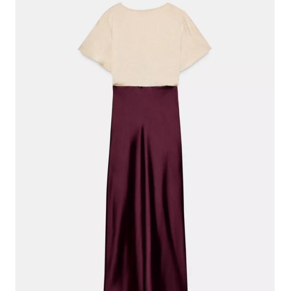 Zara Burgundy and Cream Maxi Skirt - Picture 6 of 6